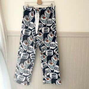 Disney Olaf Blue and White Plush Fleece Sleep Pajama Pants Size Medium
